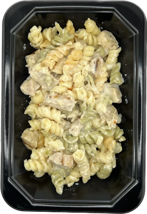 A close up of pasta in a container