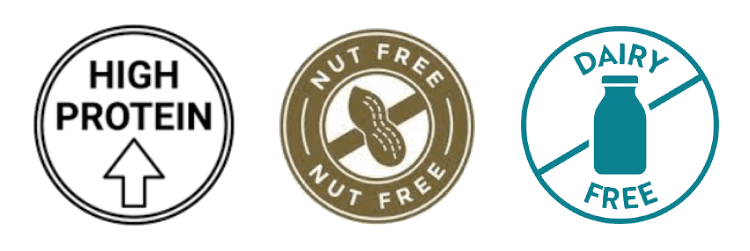 A nut free logo is shown on top of a green background.