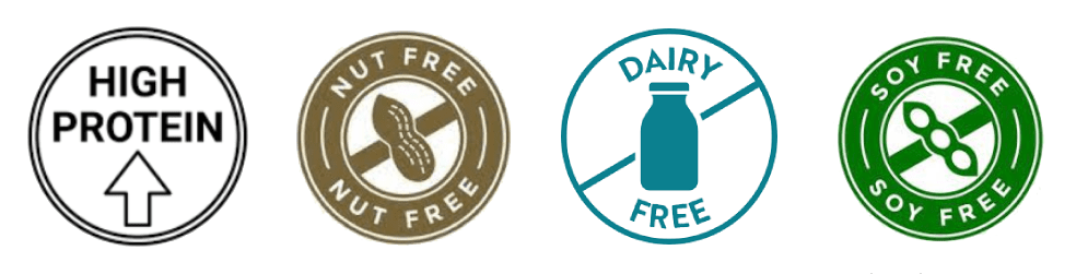 A picture of two different logos for dairy free.